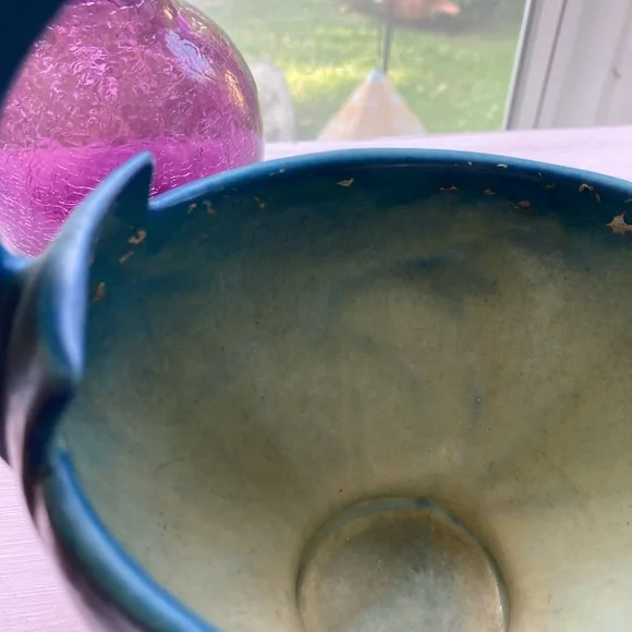 Rare Blue Roseville Pottery Basket - Picture 7 of 10